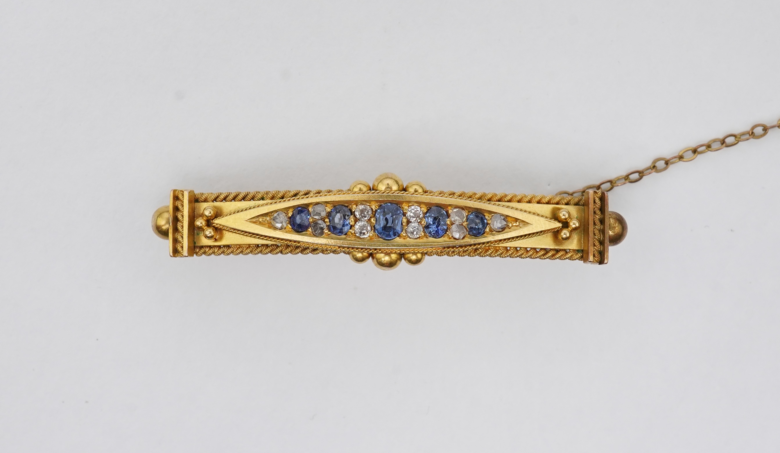 A Victorian sapphire and diamond brooch, late 19th century